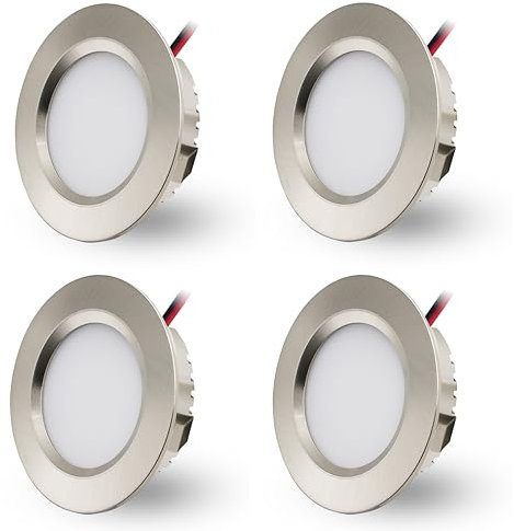 DYKUWEY Spot LED Encastrable 230V 3W, LED Spot Etanche Salle de Bain IP44, Spots de plafond Trou Φ55-58mm, Extra Plat 15mm, Spots Encastrés Pour cuisine chambre, Lot de 4 (Nickel Blanc Froid 6000K)