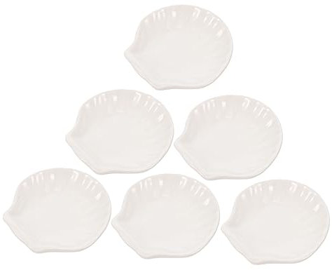 CLISPEED 6 Stück Keramik Snackteller Mit Jakobsmuschel Design 9cm Durchmesser Vielseitiges Obst Und Desserttablett Für Zuhause Und Partys