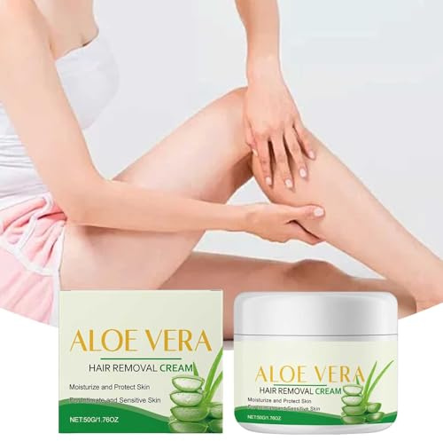 Aloe Vera Intim & Körper Enthaarungscreme als Pulver ohne Schmerzen und Reizungen für glatte Haut für Bikinizone, Beine, Arme und Achseln Sanfte Gesichtsformel für jeden Hauttyp (1)
