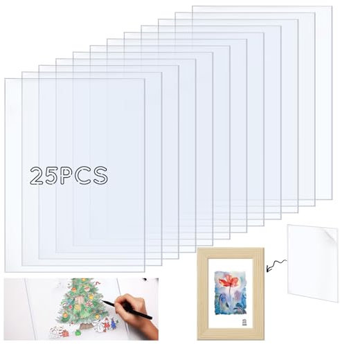 25 Stück Kunststoffplatte 1mm Dicke Acrylglas Platte Kunststoff Acrylplatte Transparente Acrylglas Platten für Bilderrahmen, Fotorahmen,Paletten,Tischaufsteller (10x15cm)