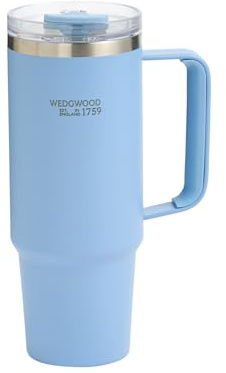Wedgwood Jaspis Becher mit Strohhalm, 888 ml, Blau