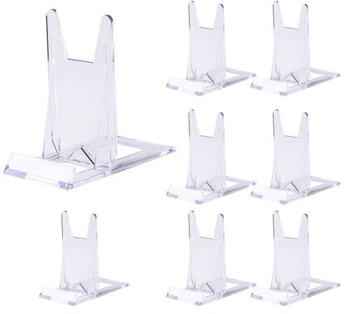 ShiningUU Acrylic Plate Stand 8Pcs Adjustable Book Display Stand for Photos, Cards & Phones | Multi-Use Clear Display Holder for Books, Art, Weddings (6x11.2x10.5cm)