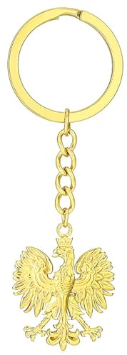 MALSSE Vintage Polen Schlüsselanhänger Stahl Schmuck Gold Silber Schlüsselanhänger Anhänger Damen Herren Handtasche Dekor Frauen Schlüsselanhänger für Autoschlüssel