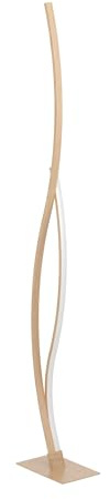 EGLO LED Stehlampe Grisolia, Design Lampe Wohnzimmer | Standleuchte geschwungen, Metall in Holz-Optik, warmweiß, 129 cm