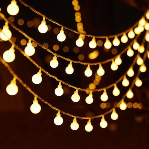 Mavouri Lichterkette Kugeln, 6M 40 LED Lichterkette Kugel, 2 Modi, Warmweiß Kugel Lichterketten Weihnachten für Schlafzimmer, Silvester Deko, Weihnachtsdeko, Hochzeit, Kinderzimmer Deko