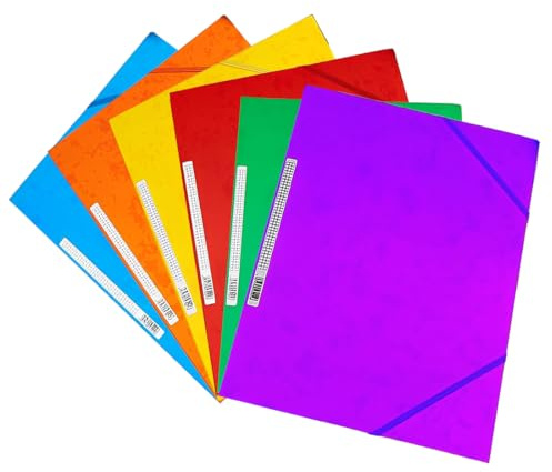 VEOIRXU 6 Stück Postmappe A4 Schule Sammelmappe Plastik Eckspannermappe Elastische Bandbefestigung Schnellhefter A4 Robust und Langlebig Dokumentenmappe A4 für Büro und Schule (6 Farben)