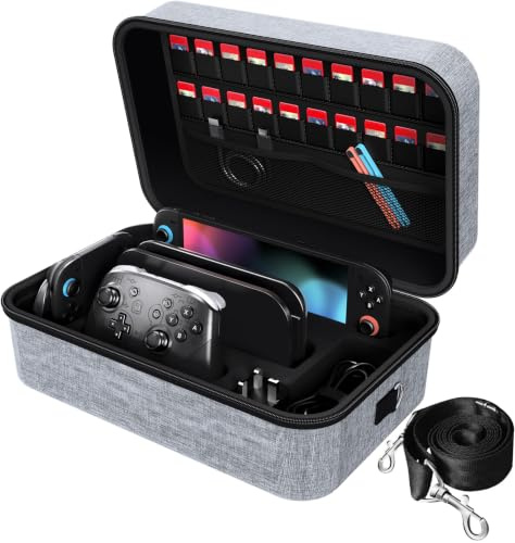 ivoler Tasche Kompatibel mit Nintendo Switch 2 Model 2025, Deluxe Harte Tragetasche Schutz Portable Schutzhülle Hülle Schutztasche für Switch 2 Konsolle, und Andere Zubehör Grau