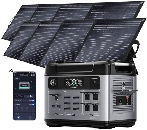 OUKITEL 3200W Generatore Solare P2001E Pro con 2 Pannello 400W, 2048Wh Centrale Elettrica Portatile, Batteria LiFePO4, Ricarica1h, 16 Porte, APP, Portable Power Station per Campeggio, Camper, Casa