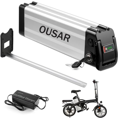 OUSAR Batteria Bici Elettrica 48V, Batteria Per Bicicletta Elettrica, 15Ah al Litio con Caricatore 3A, Alloggio Sigillato Impermeabile, 2 Pin, per Uso Urbano e Bici Pieghevoli