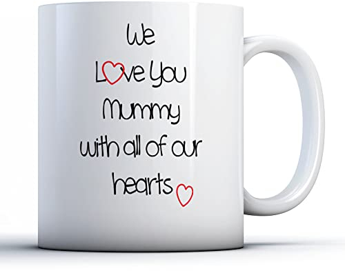 Finger prints - We Love You Mummy with All Our Hearts - Mother Gift Mug, Ceramic, 11fl.oz.
