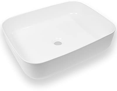 Art-of-Baan® Premium Waschbecken eckig - Hochglanz Aufsatzwaschbecken - Keramik-Becken für Waschtisch - Waschschale weiß - 515 x 400 x 135 mm