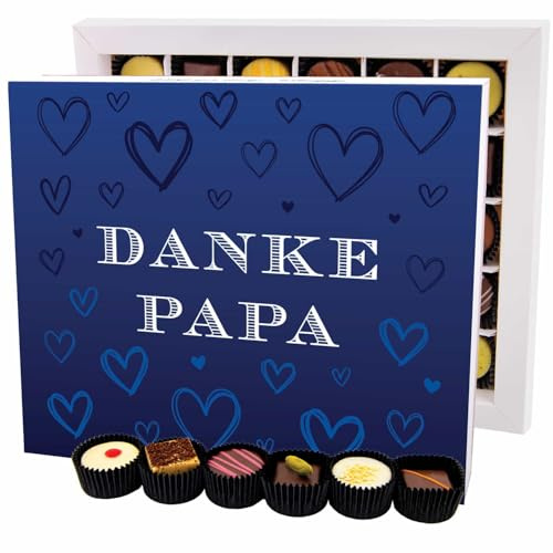 Hallingers Genuss Manufaktur Pralinen Vatertagsgeschenk - ohne Alkohol, handmade aus Confiserie-Edelkakao in wertiger XXL-Geschenkbox Danke Papa, Geschenkidee für Papa Opa