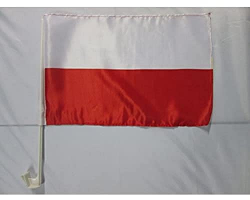 AZ FLAG - Autofahne Polen - 45x30 cm - Polnische Autoflagge 30 x 45 Cm - Auto Flaggen