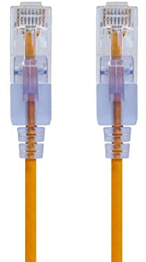 Monoprice Cat6A Patchkabel, UTP, 30 AWG, 10 G, reines blankes Kupfer, snagless, RJ45, SlimRun-Serie, Ethernet-Kabel, Gelb, 10 Stück