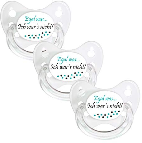 dentistar Silikon Schnuller 3er-Set - Größe 1 Schnuller 0-6 Monate - Zahn- & kieferfreundlicher Nuckel mit Dental-Stufe – BPA-frei – Made in Germany - Egal Motiv, Weiß