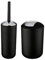 WK Brasilia Matt Enclosed Plastic Toilet Brush and Bathroom Bin Set (Black)