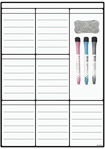 LOBZON A3 Magnetic Dry Erase Whiteboard Sheet for Kitchen Fridge - Family Organiser, Meal Planner, Memo Board, Shopping List - Refrigerator White Board