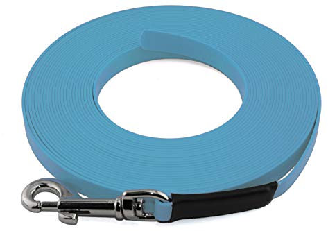 LENNIE Leichte BioThane Schleppleine, 9mm, Hunde 5-15kg, 10m lang, ohne Handschlaufe, Cyan/Türkis, genäht