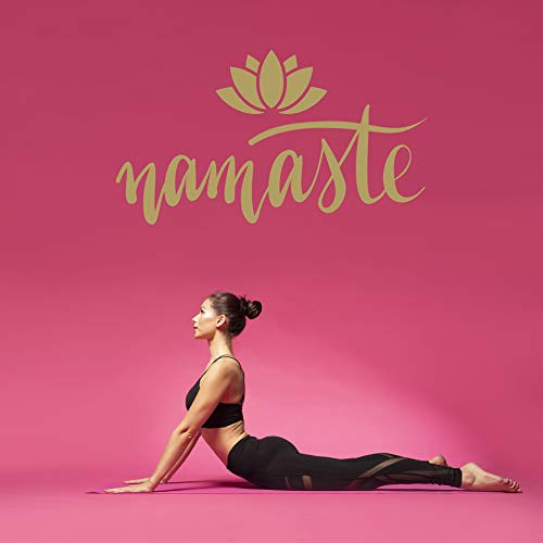 NAMASTE mit Lotusblume - Wandtattoo Wandaufkleber Sticker Aufkleber Mandala Lotus - erhältlich in vielen Größen (Gold, 40 x 22 cm)