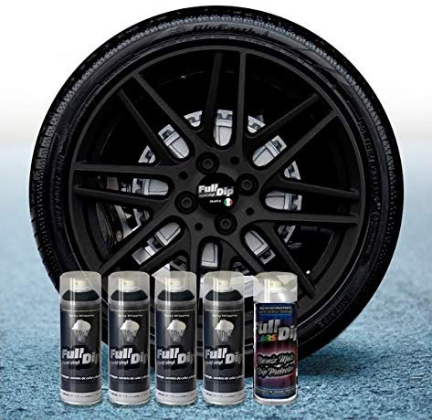 Sophisticauto Peinture Amovible Full Dip – Pack économique de 5 Sprays 400 ML Noir + Top Coat Mat