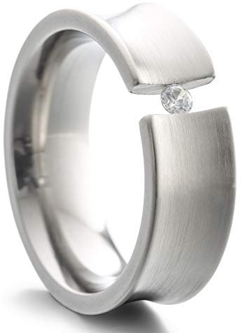 Heideman Ring Damen Paari Spannring konkav aus Edelstahl silber farben matt Damenring für Frauen mit Stein Zirkonia weiss im Brillantschliff Crystal Gr.62 hr7034-4-1-62