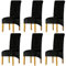 LANSHENG Stretchy XL Stuhlbezüge für Esszimmerstühle, Stretch Spandex mit Gummiband Stuhlbezug,Velvet Large Dining Chair Schonbezüge für Restaurant Hotel Party Bankett (Schwarz,6er Set (Groß))