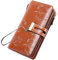 LUROON Damen-Geldbörse, lang, großes Fassungsvermögen, RFID-Blockierung, Echtleder, Geldbörse, Damen, elegant, mit 24 Kartenfächern, braun, 19 x 10 x 3 cm, Einzigartig