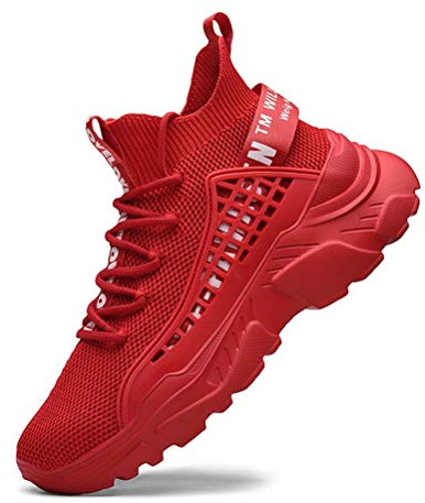 Fushiton Mens Trainers Running Shoes Hi Top Casual Shoes Fashion Sport Sneakers Walking Lightweight Breathable Red