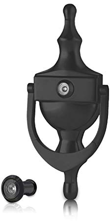 XFORT® Victorian Urn Door Knocker with Viewer - Elegant Black Front Door Furniture