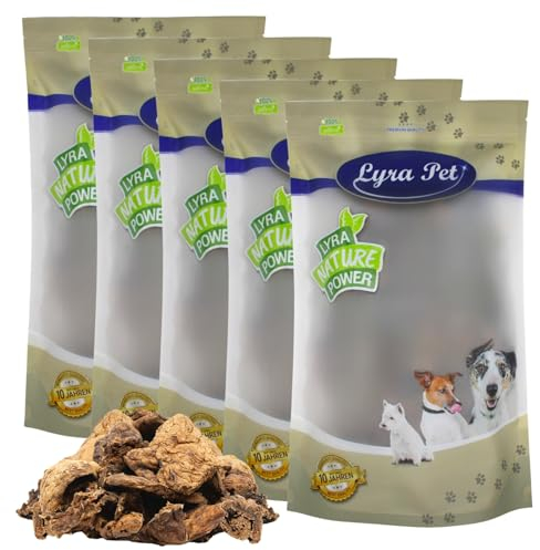 Lyra Pet® 5 kg Lammlunge | Naturbelassener Kausnack zahnreinigend | Proteinhaltiges Leckerli für alle Hunde | Langer Kaugenuss | Getrockneter Kauartikel | Schonend getrocknet