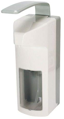 Body Products Wandspender 32 cm x 10,5 cm x 21,5 cm Weiss Kunststoff 1000 ml, Langarmhebel 93048 Desinfektionsmittelspender Seifenspender Sterilliumspender Universalspender Eurospender