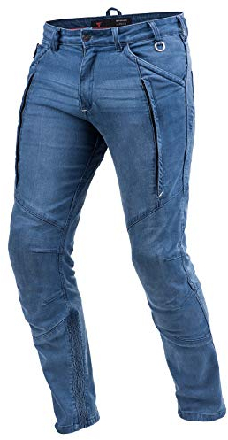 SHIMA Ghost Motorradjeans Herren - Belüftete Elastische Slim Fit Biker Motorradhose Männer mit Kevlar-Verstärkungen, Knieprotektoren (Blau, 34)