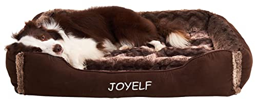 JOYELF Großes Hundebett mit waschbarem Bezug, ultraweiches Hundesofa & wärmendes Haustierbett für Katzen oder Hunde, atmungsaktivem, weichem Baumwoll- und Quietschspielzeug als Geschenk