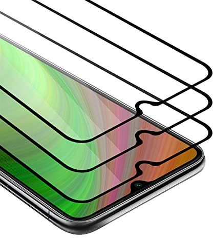 Cadorabo 3x Vidrio templado cobertura completa compatible con Xiaomi Redmi Note 8T en TRANSPARENTE con NEGRO - Paquete de 3 Vidrio protector de pantalla en dureza 9H con compatibilidad touch 3D