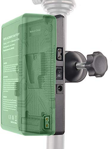 FOTGA Upgraded V-Lock Battery Adapter Power Supply Plate Double D-Tap Ports and DC Output with On/Off Switch and U Clamp for Sony Camera BP V-Mount Battery Tripod Light Stand