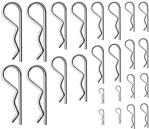 24 Stk Splinte Federstecker R-Clips Set, Federsplinte Klappsplinte, Splinte, Federstecker Set, Karosserie Clips, Sicherungssplint, Federsplinte Clips für Autos Wohnmobile Gartengeräte