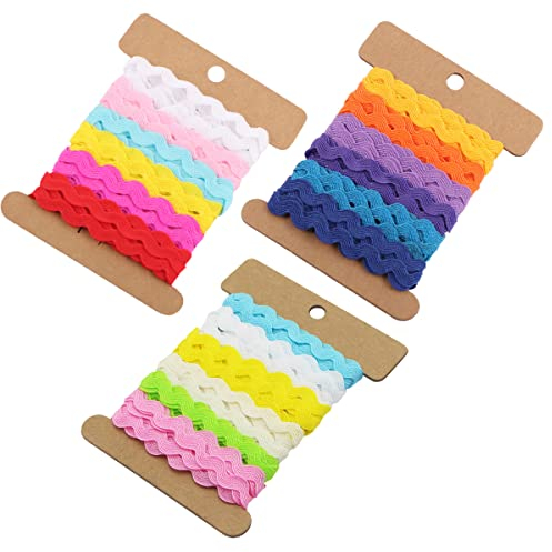 Polyester Trim Bänder,RoadLoo 3 Rolle Nähen Bänder Band Wellenförmiges Band Nähgarnituren S Form Stoff Spitze DIY Bekleidungszubehör für Taschen Nähzubehör Kleidung Scrapbooking Geschenkbänder