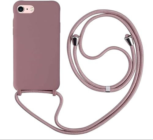 wentdzSW Cover Compatible con iPhone 6/7/8 Plus(5.5) - Cordino per Custodia con Collana Case Opaca Antiurto con Laccio/con Cordino TPU Corda Silicone Case -Rosa Oro