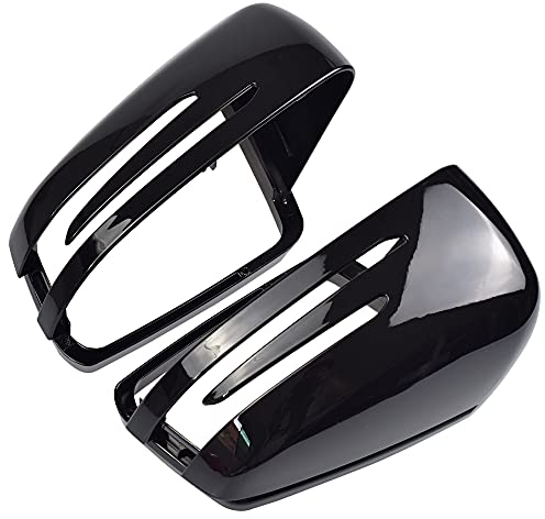 1 Paar Spiegelkappen Links Rechts Seitenspiegel Abdeckkappen für Mercedes Benz W204 W176 W246 W212 W221 C117 X204 X156 (Helles Schwarz)