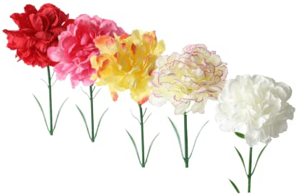 Rikyo 10 Bündel Blumenstrauß aus künstlichen Seidenblumen, Nelken,5 Farben, einzelner Blumenkopf, 51 cm,Blumenstrauß Blatt für Heimdekoration,Brautschmuck,Hochzeit,Festival(Mehrfarbig)