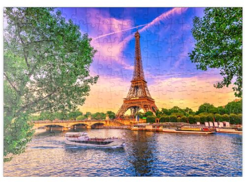 MyPuzzle Eiffelturm und Seine bei Sonnenuntergang in Paris, Frankreich - Premium 200 Teile Puzzle - MyPuzzle Sonderkollektion von Puzzle Galaxy
