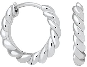 925 Ohrringe, Kreolen Damen Verdrehter Reifen Silber