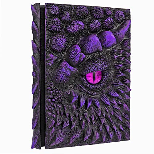 Mazeran 3D Dragon Hardcover Embossed Journal, Antique Handmade Demon Dragon Eye Polystone A5 Blank Craft Writing Sketch Notebook Daily Notepad, Home Ornament Artistic Fantasy Decoration