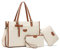Keyli Lot de 3 sacs fourre-tout en toile pour femme de 39,6 cm, grande capacité, sac à main léger, Marron 3 pièces