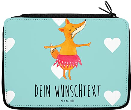 Mr. & Mrs. Panda Personalisierte Federmappe Fuchs Ballerina - Personalisierte Geschenke, Bestückte Federmappe, Stiftemappe mit Namen, Geschenk,