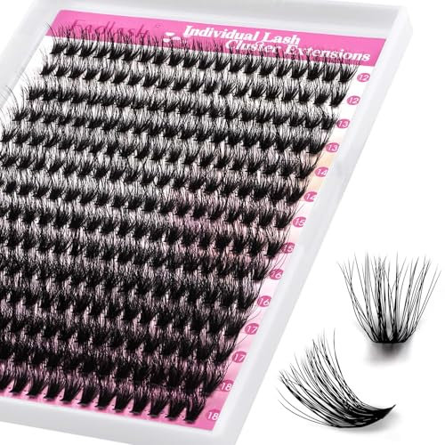 Fadlash Cils Cluster Faux Extension Cils 0.07D 12-18mm 40D 3D Effet Individuels Cils 240 Grappes Réutilisable De Cils Facile À Appliquer À La Maison