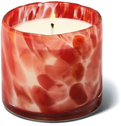 Paddywax Luxury Candles in Hand-Crafted Artisan Blown Glass Scented Luxe Candle, 226 Grams, Saffron Rose