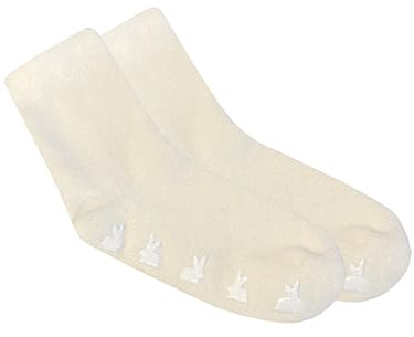 wobera ANGORA Fußwärmer oder Socken mit Anti-Rutsch-Noppen in Häschenform (Gr. L/3 (43-45), Farbe: naturweiß)