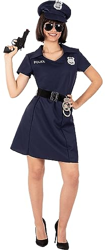 Funidelia | Disfraz policía para mujer Guardia, Agente, FBI, Profesiones - Disfraz para adultos y divertidos accesorios para Fiestas, Carnaval y Halloween - Talla L - Azul