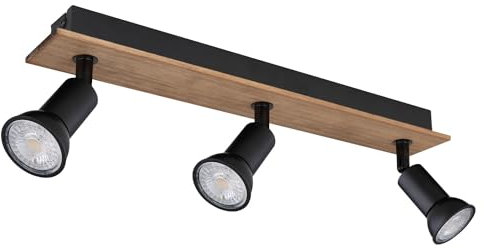 GLOBO Strahler - Braun - Schwarz - B 40 cm - Holz - Metall - 3-flammig